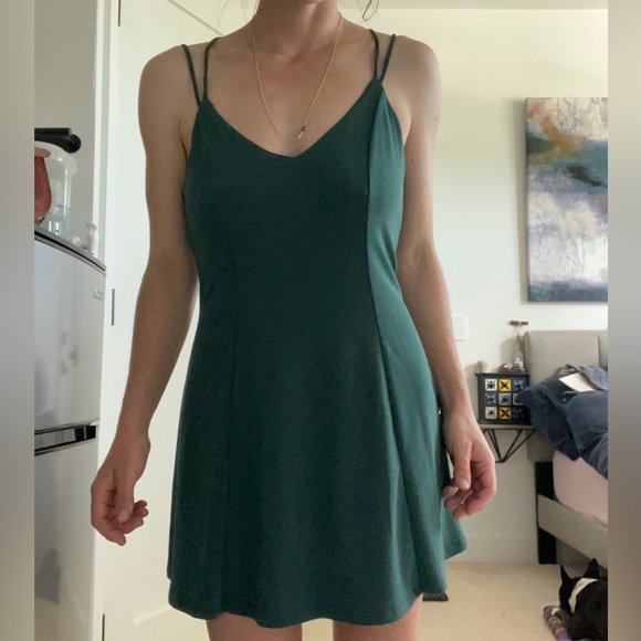 Emerald Green Strappy Back Skater Minidress size Small - Picture 8 of 8